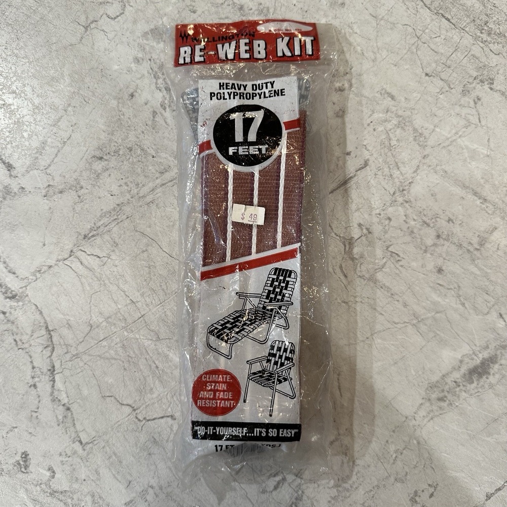 Wellington Re-Web Kit 17ft Brown White Striped‎ Polypropylene Lawn Chair Webbing